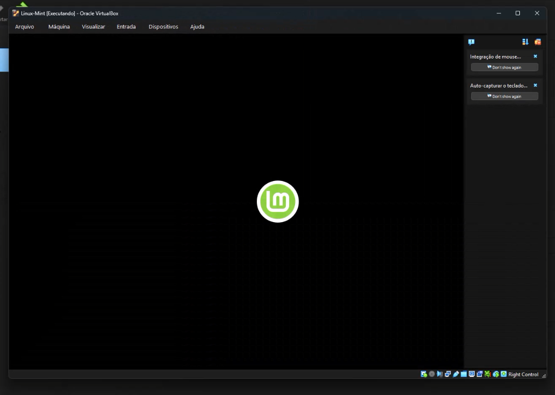 Logotipo do Linux Mint durante a inicialização do sistema