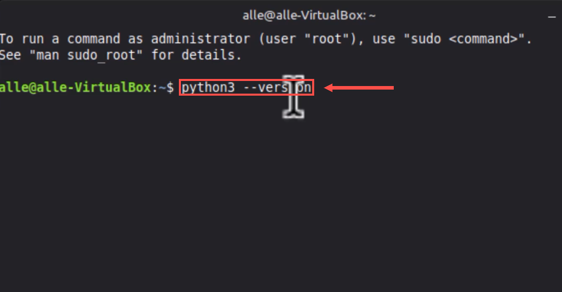 terminal com o comando python3 --version