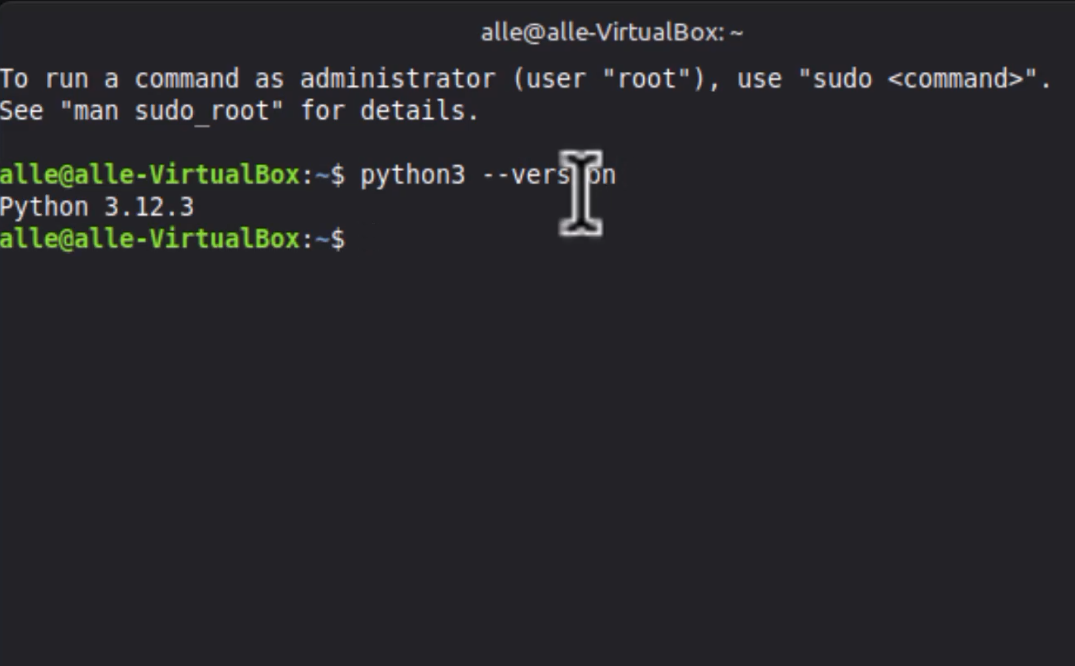 terminal mostrando a versão do Python